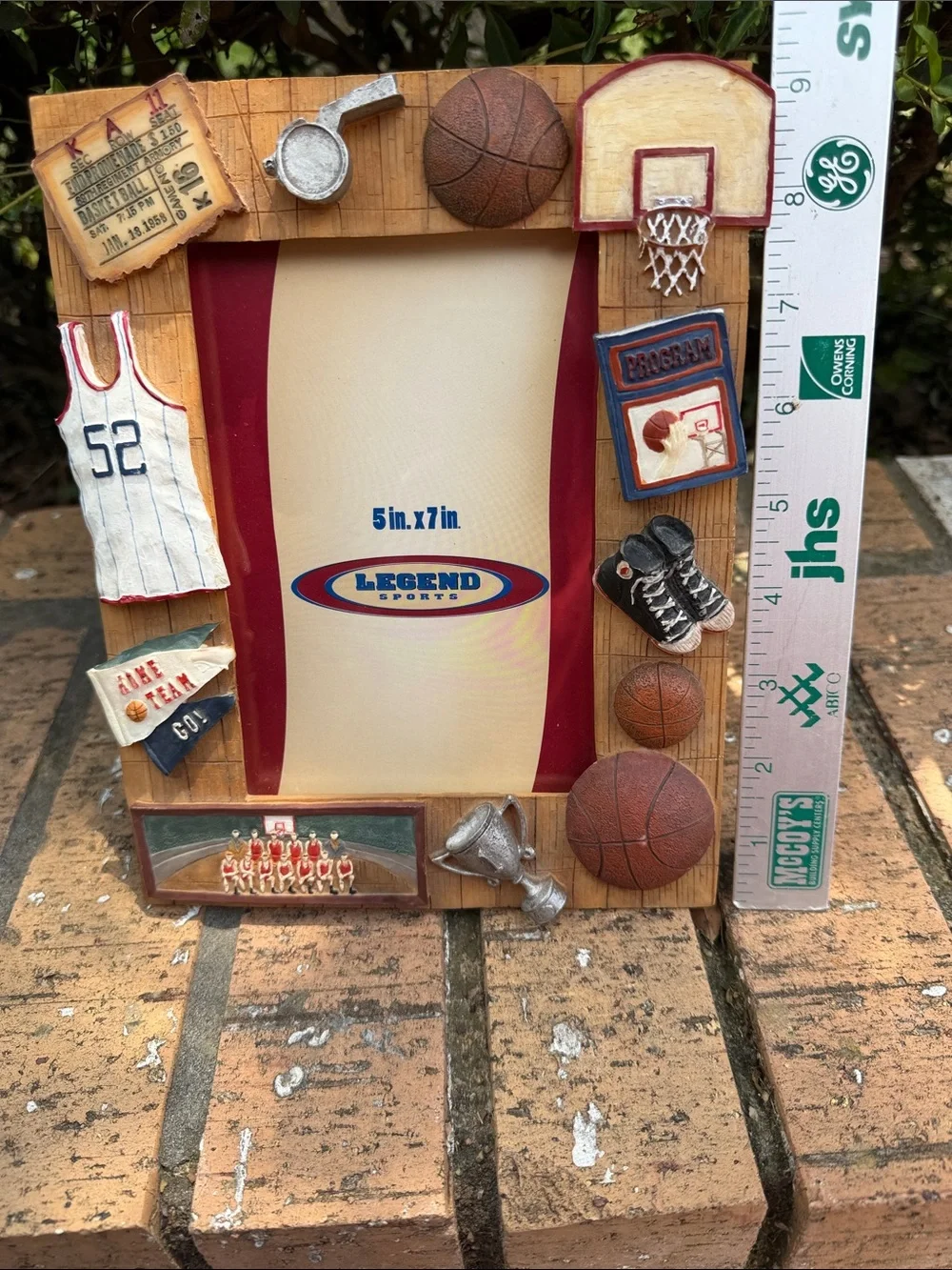 Russ Berrie 3D Hand Painted Resin basketball-themed 5X7 Picture Frame